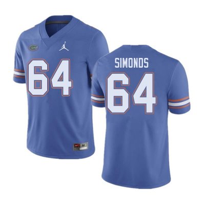 Men's Florida Gators #64 Riley Simonds NCAA Jordan Brand Blue Authentic Stitched College Football Jersey AOI0562BP